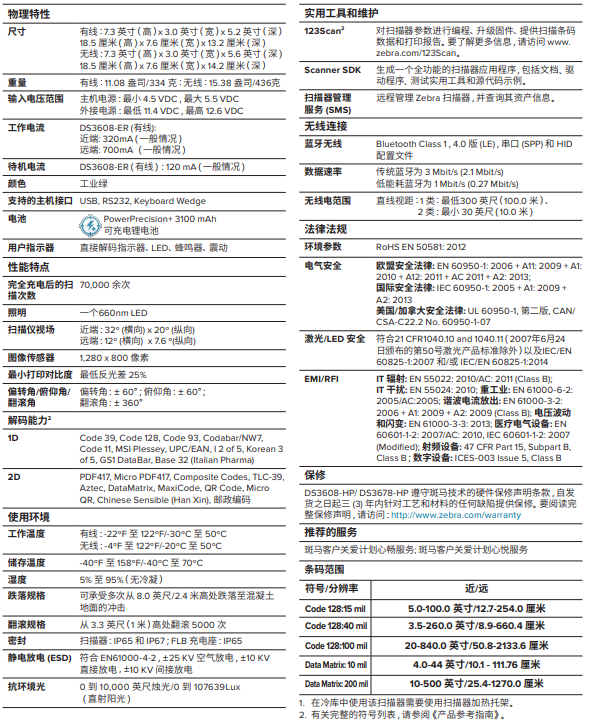 斑马DS3608-ER/DS3678-ER远距离条码扫描器(图2) 斑马DS3608-ER/DS3678-ER远距离条码扫描器