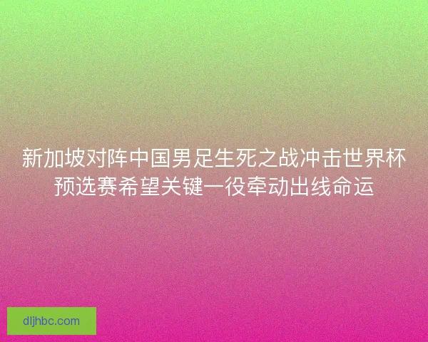 新加坡对阵中国男足生死之战冲击世界杯预选赛希望关键一役牵动出线命运 新加坡对阵中国男足生死之战冲击世界杯预选赛希望关键一役牵动出线命运